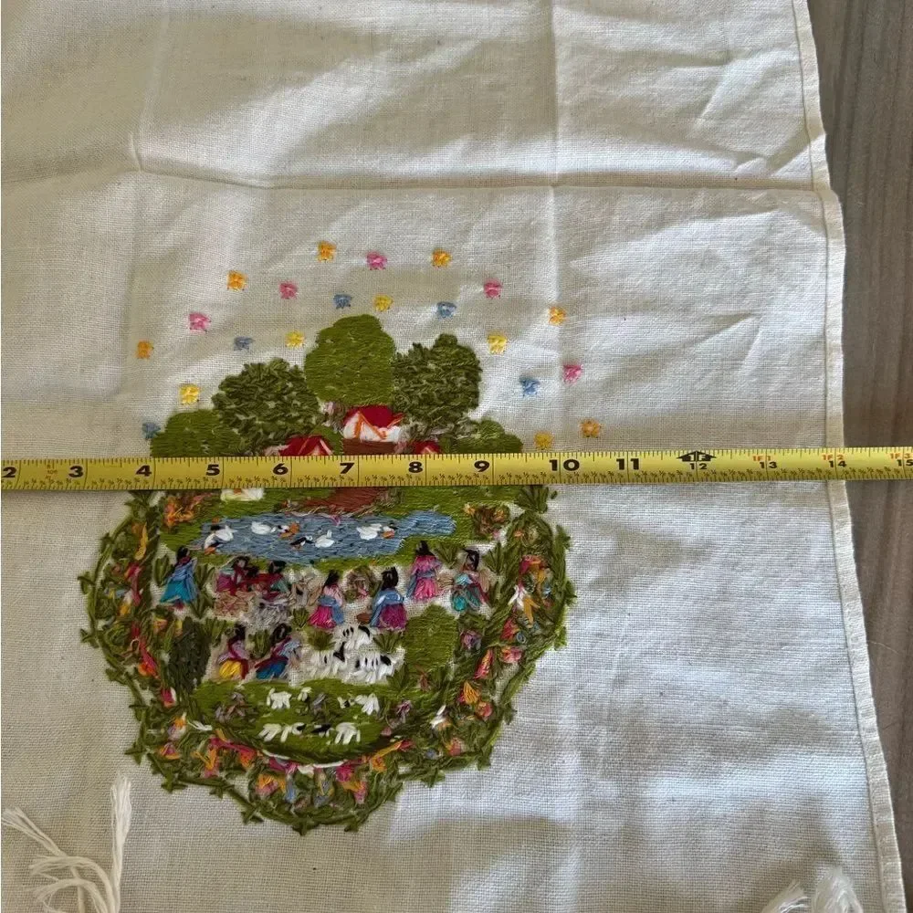 Vintage Embroidered Intricate Threaded Tea Towel